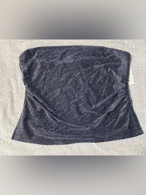 Shimmering black tube top with ruched sides